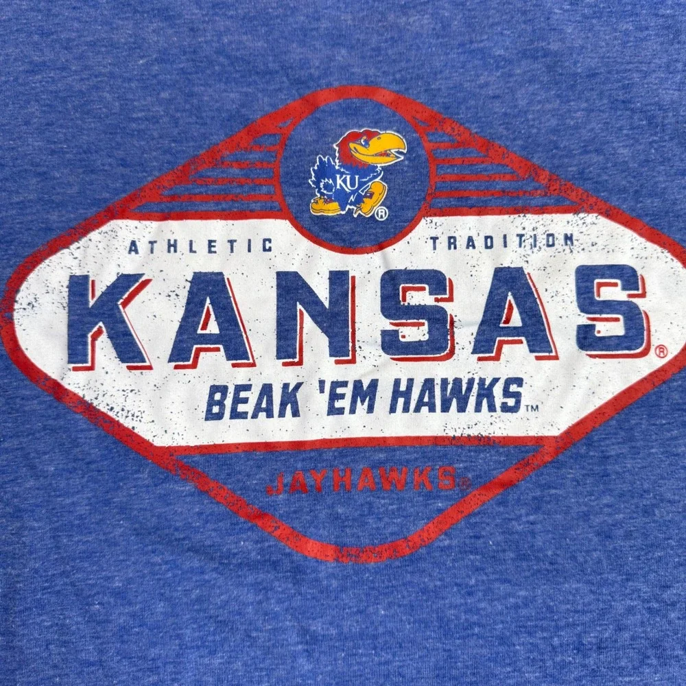 Champion Kansas Jayhawks T-Shirt Mens Large Blue‎ Pocket Tee - Picture 6 of 12